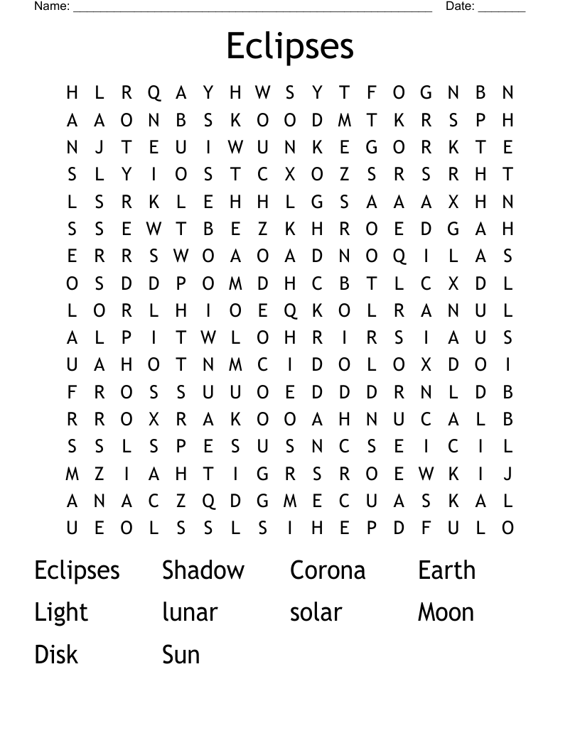 Eclipses Word Search