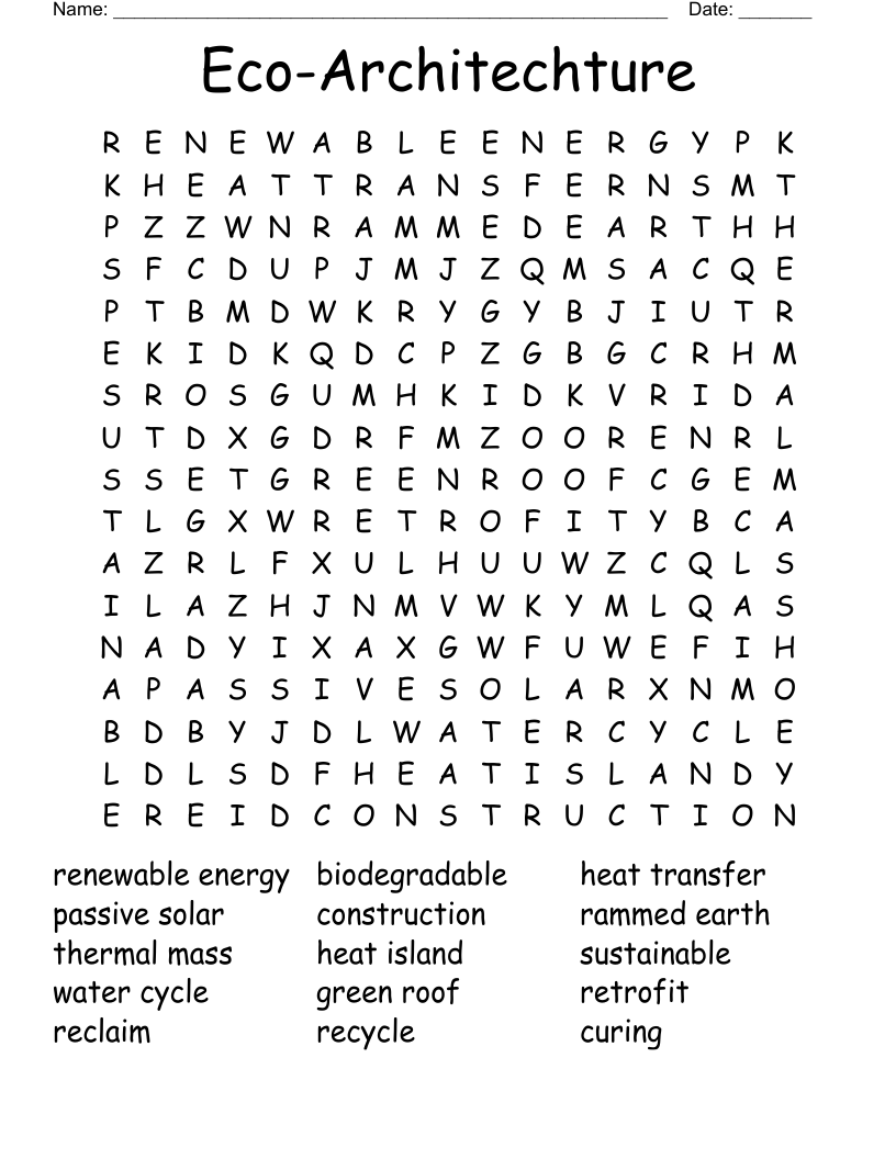Eco-Architechture Word Search