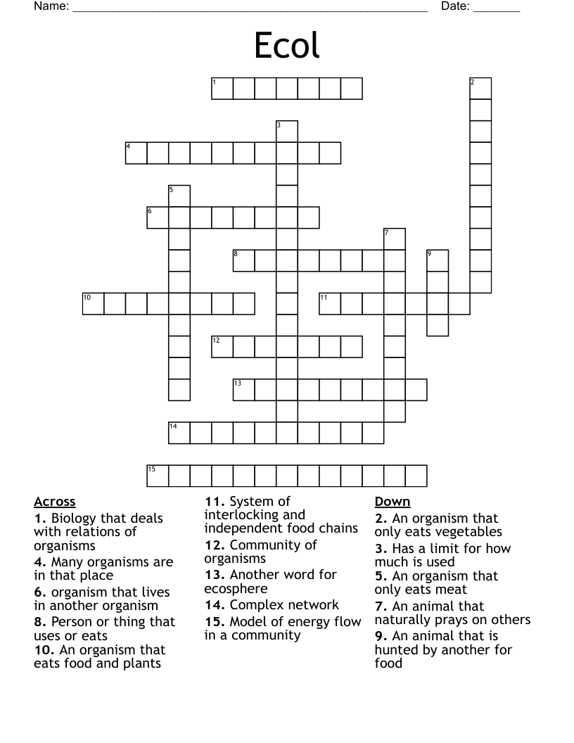 Ecol Crossword