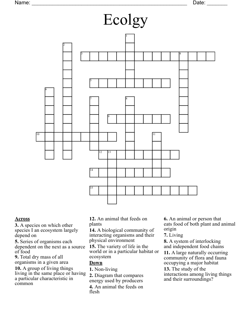 Ecolgy Crossword