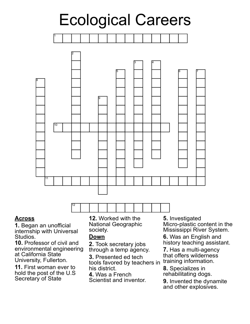 Ecological Careers Crossword