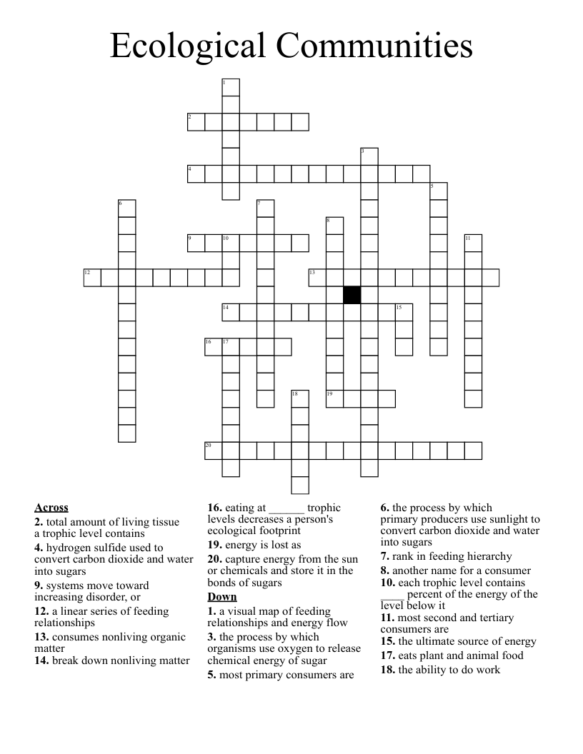 Ecological Communities Crossword