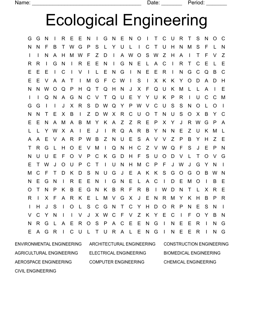 Ecological Engineering Word Search