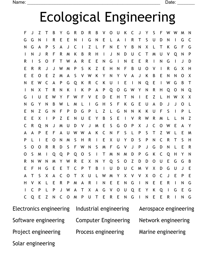 Ecological Engineering Word Search