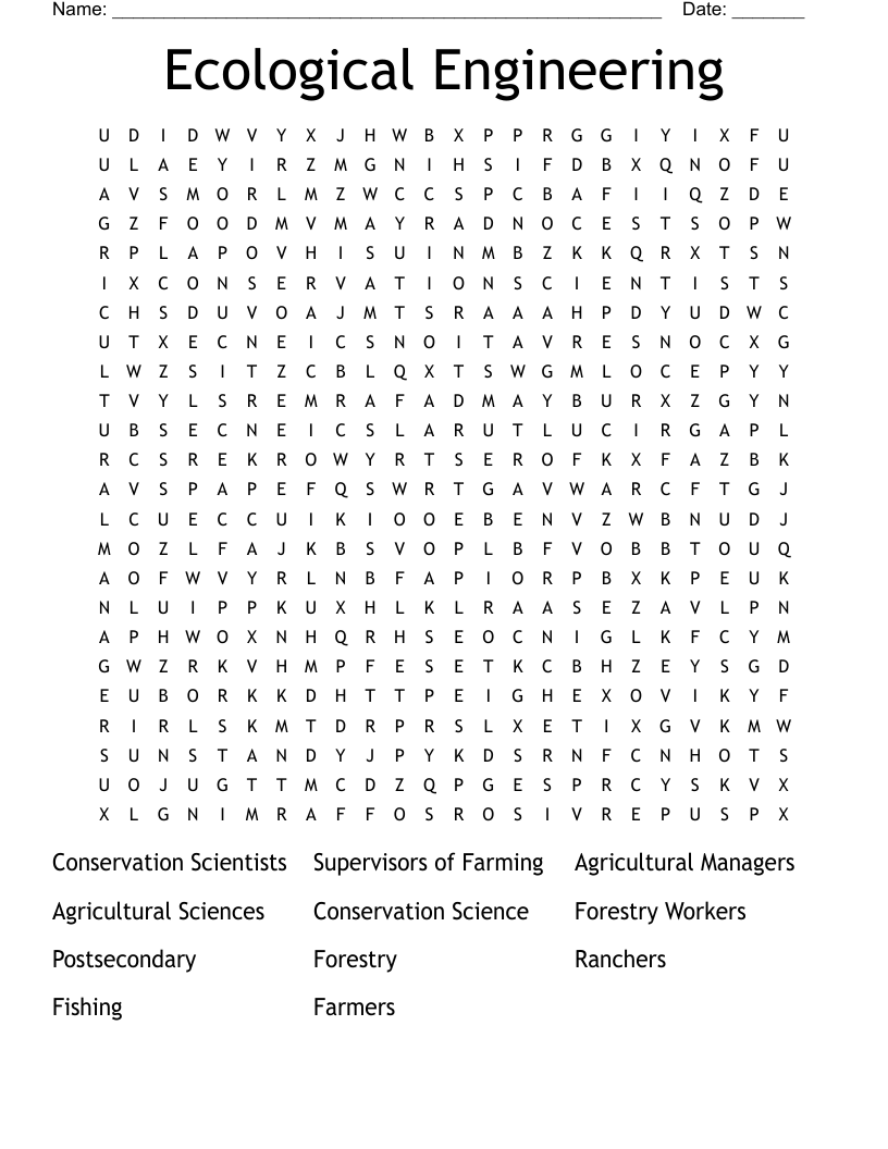 Ecological Engineering  Word Search