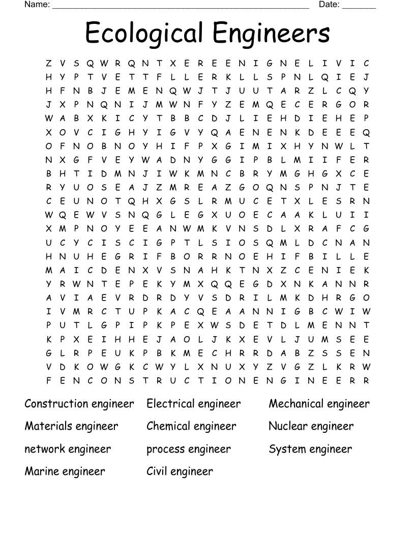 Ecological Engineers Word Search