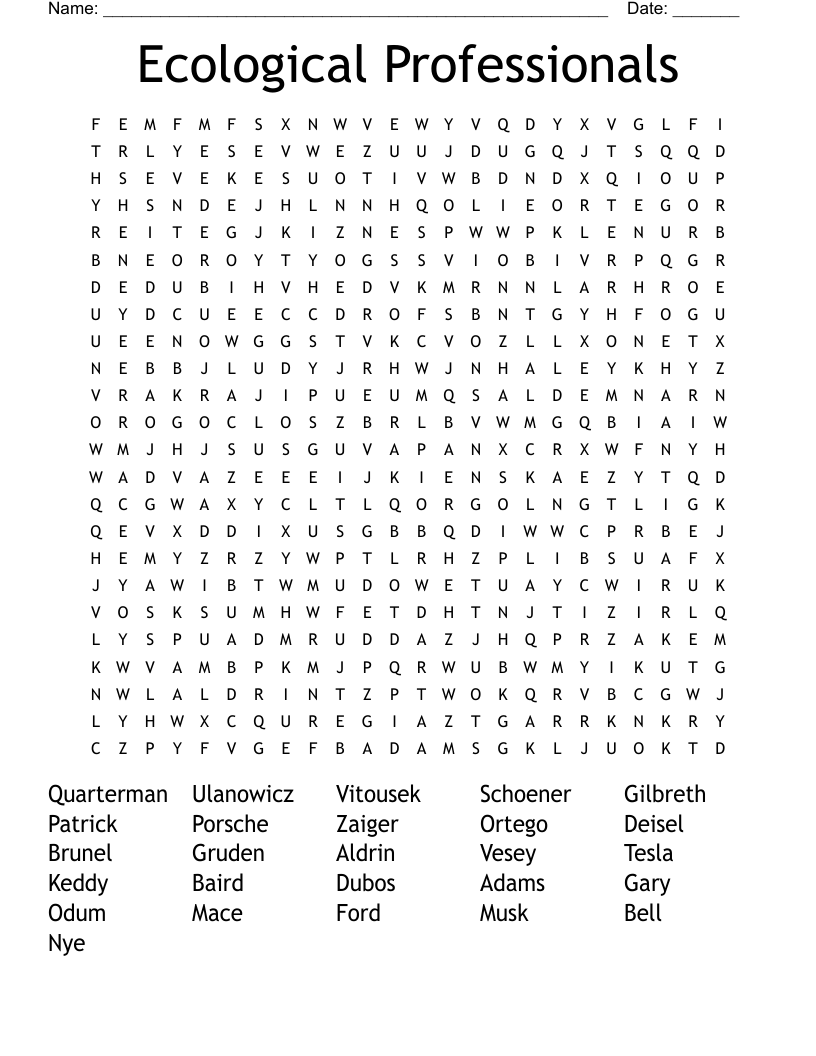 Ecological Professionals Word Search