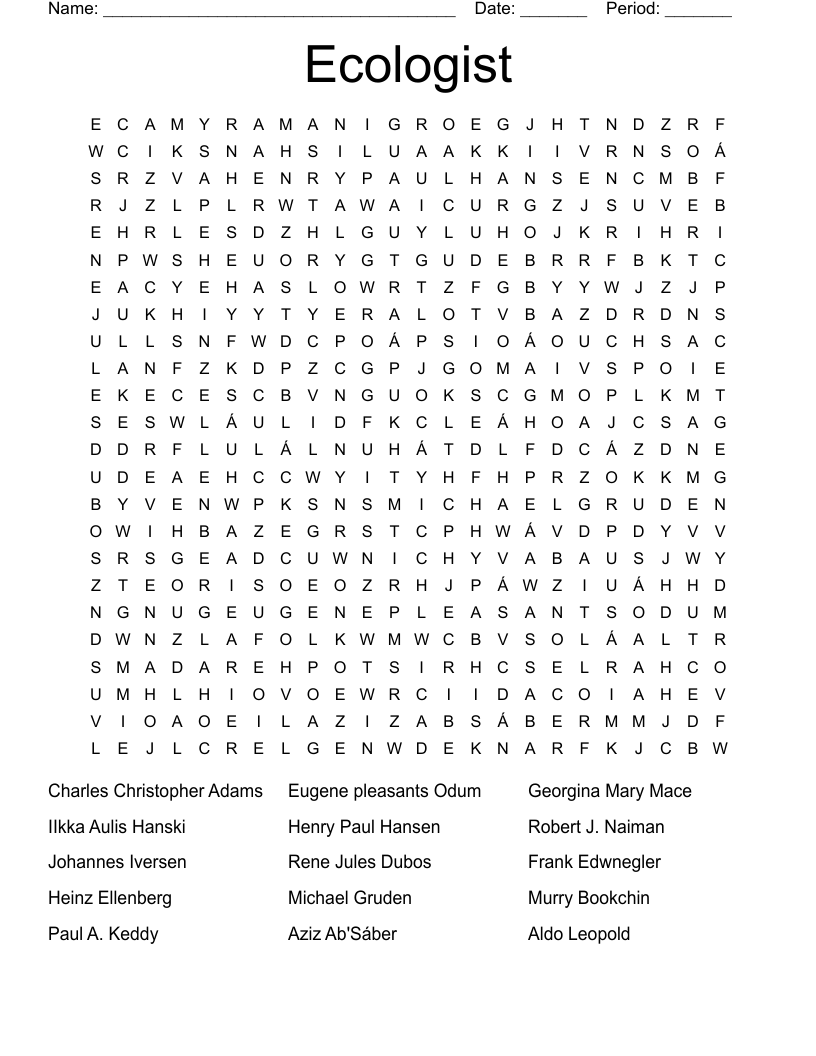 Ecologist Word Search