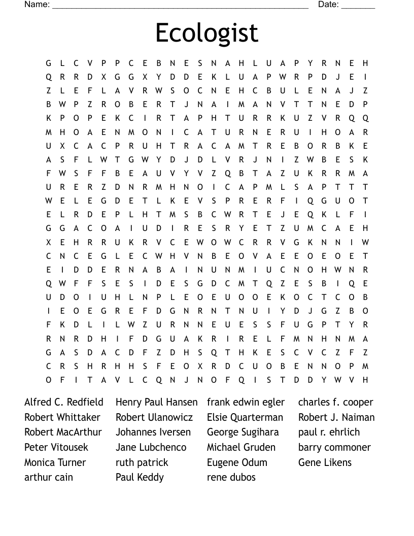 Ecologist Word Search