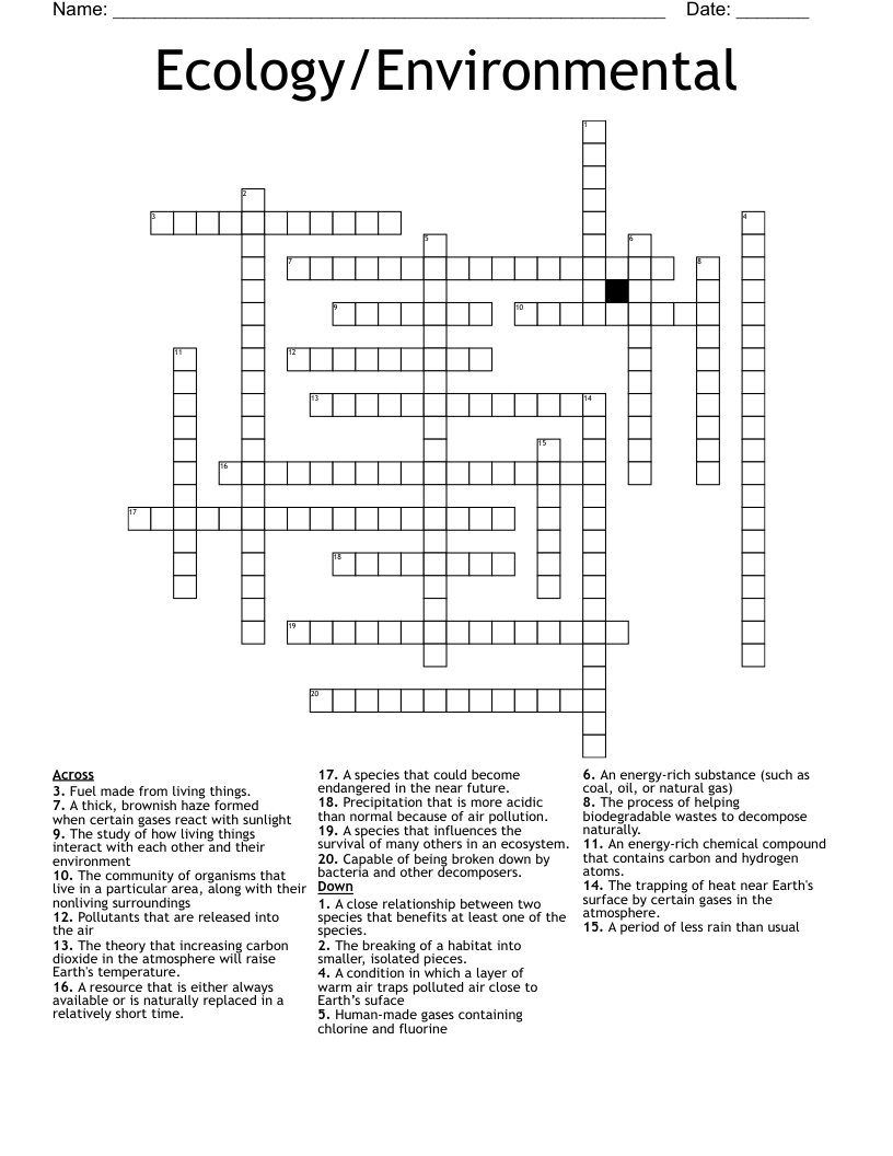 Ecology/Environmental  Crossword