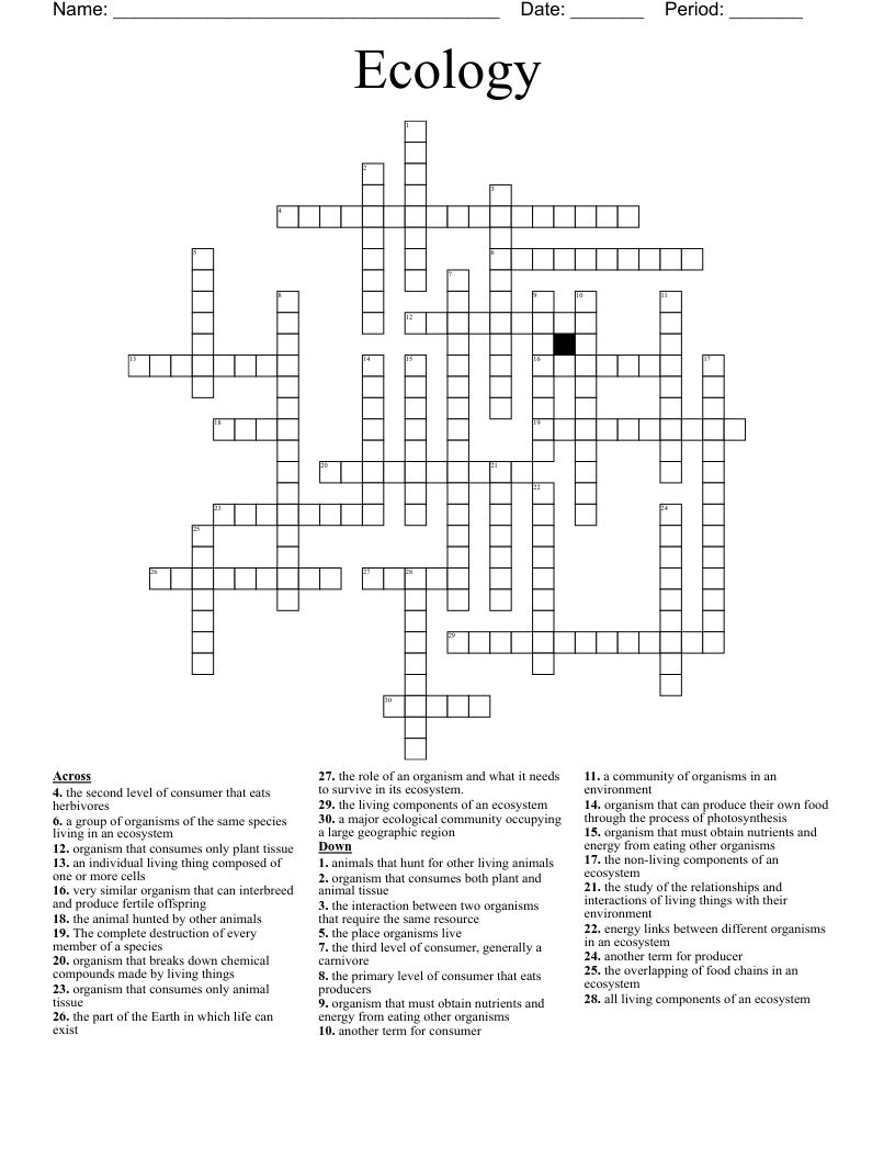 Ecology Crossword