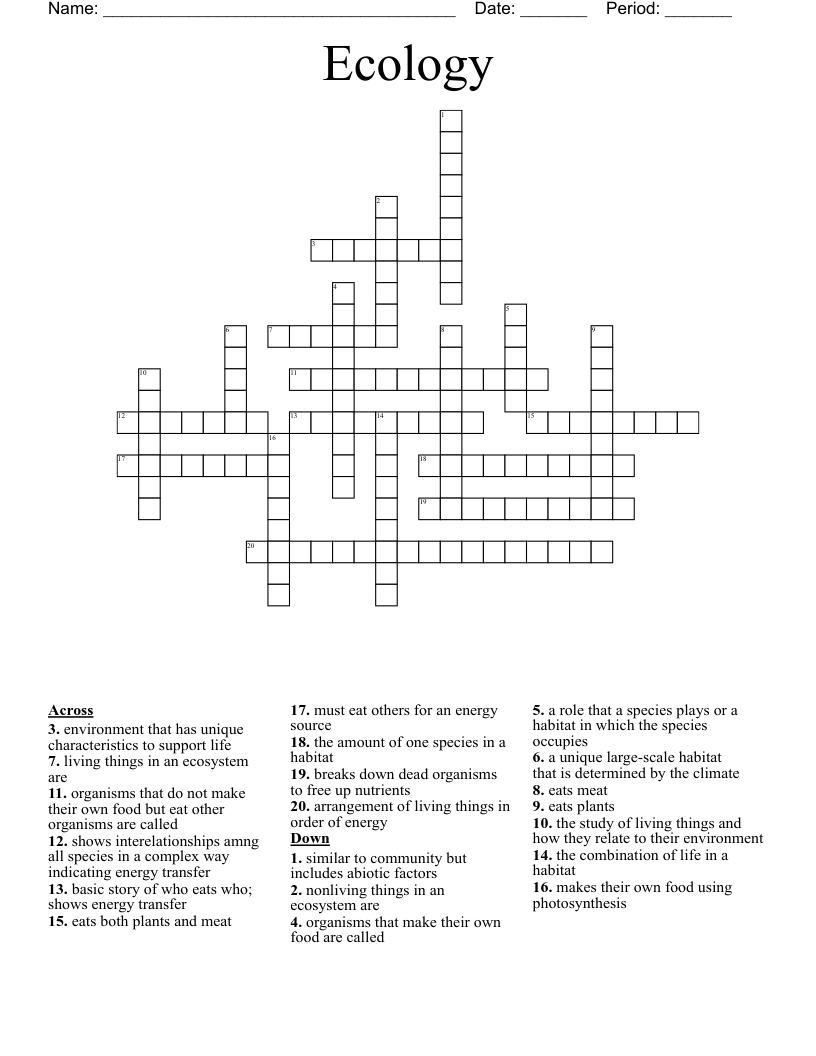 Ecology Crossword