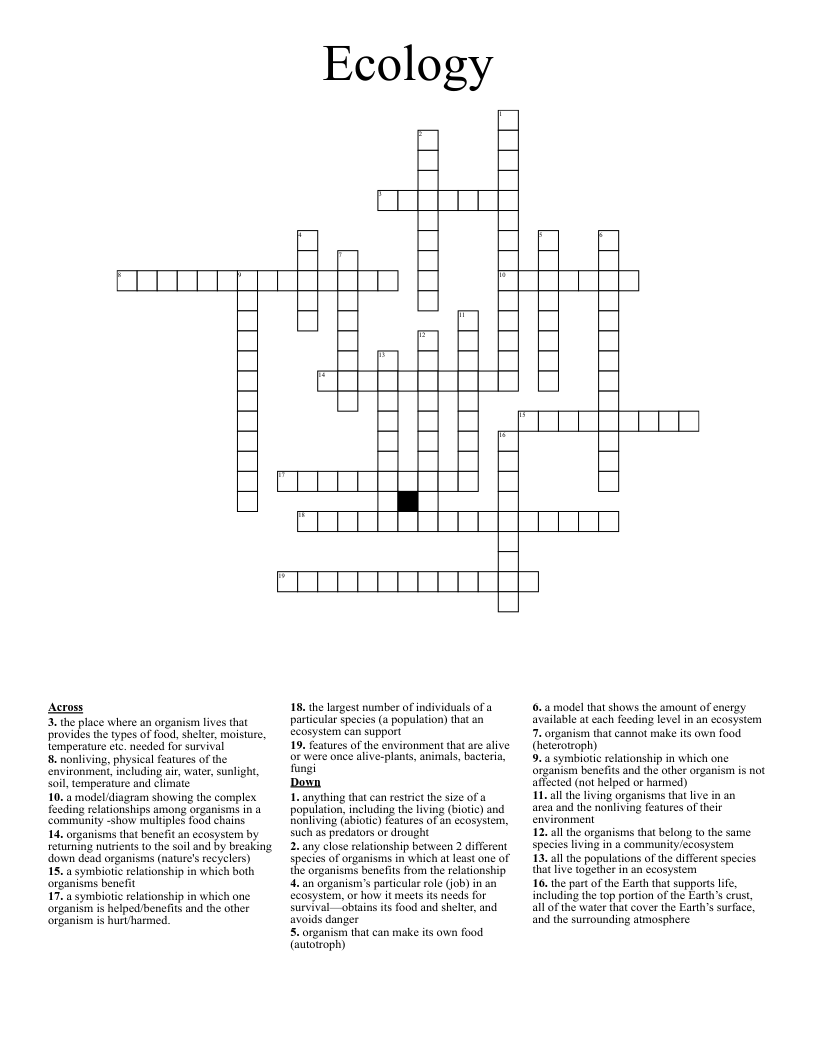 Ecology Crossword