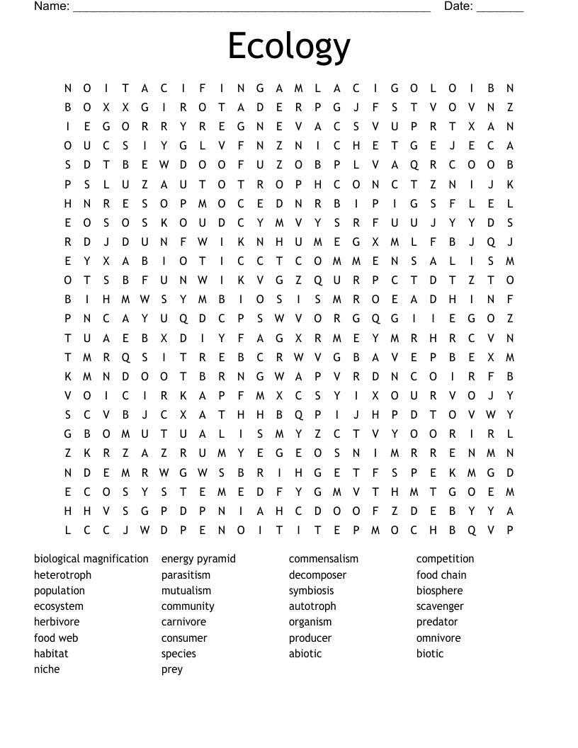 Ecology Word Search