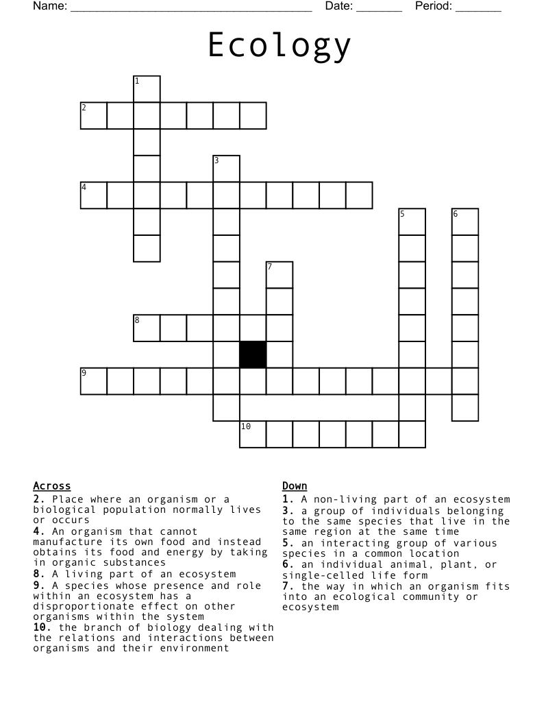 Ecology Crossword