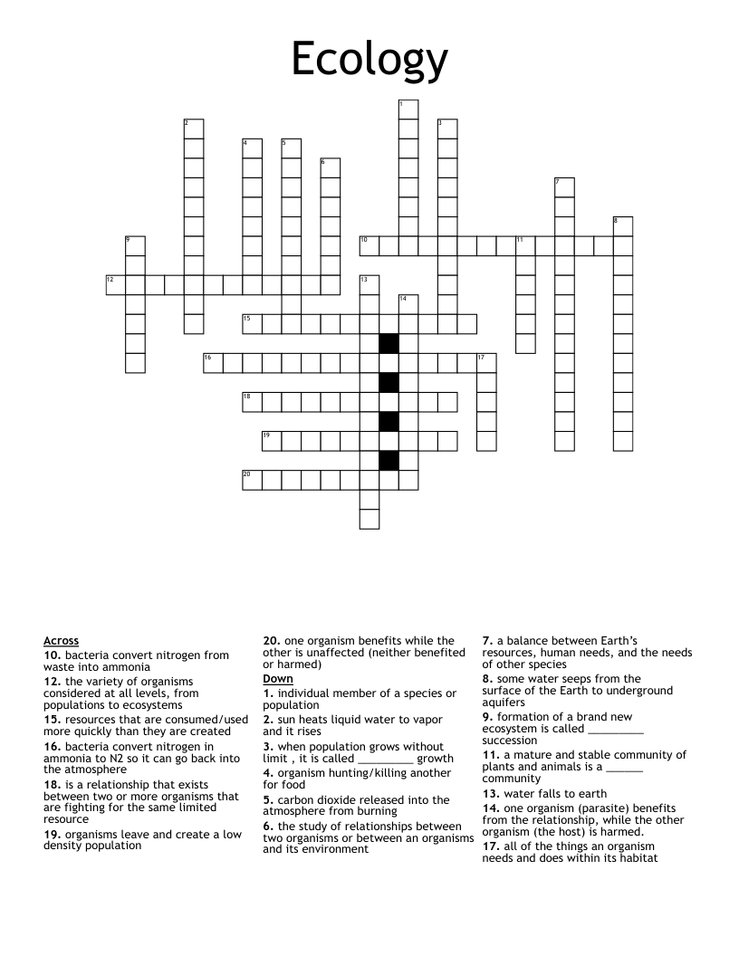 Ecology Crossword