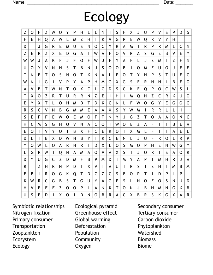 Ecology Word Search