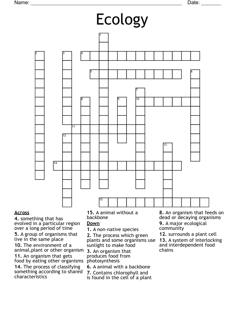 Ecology Crossword