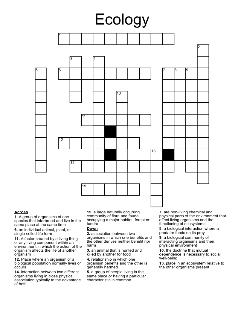 Ecology Crossword