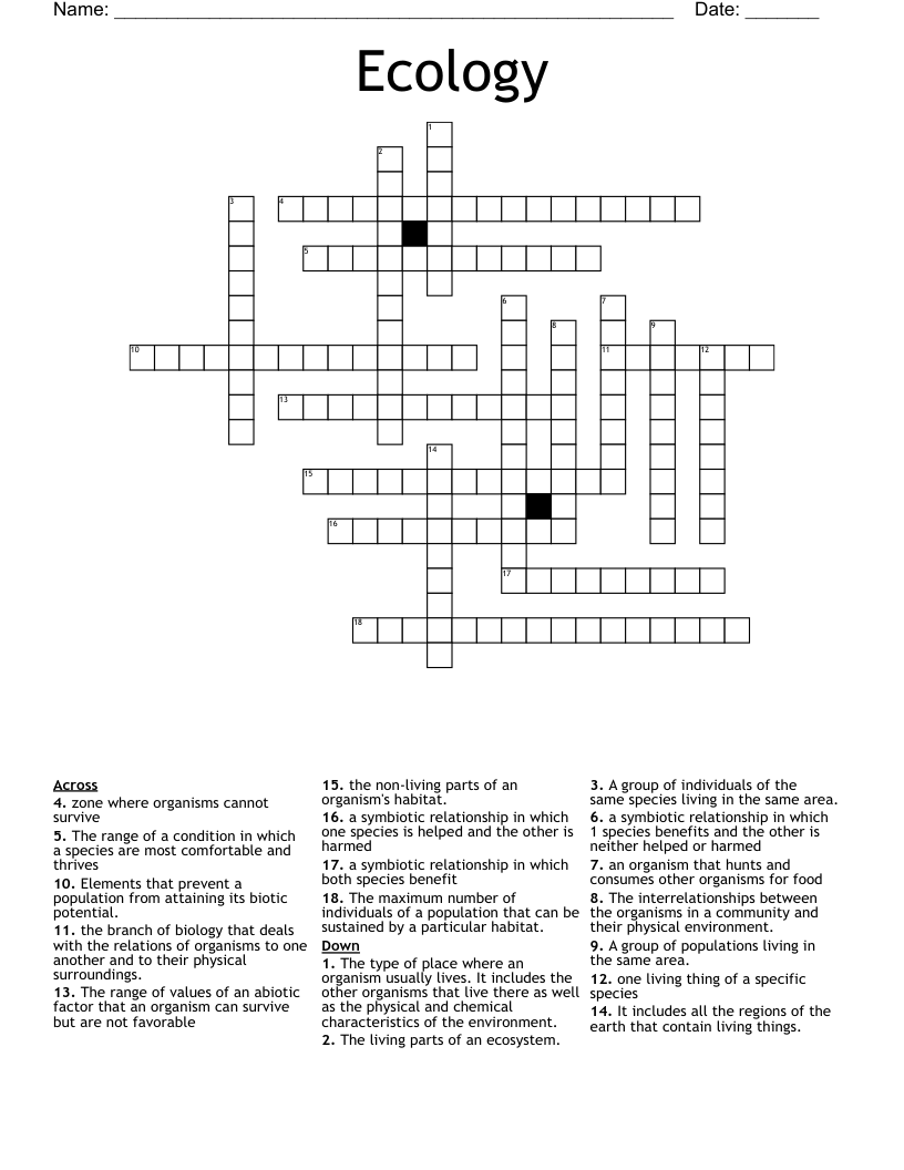 Ecology Crossword