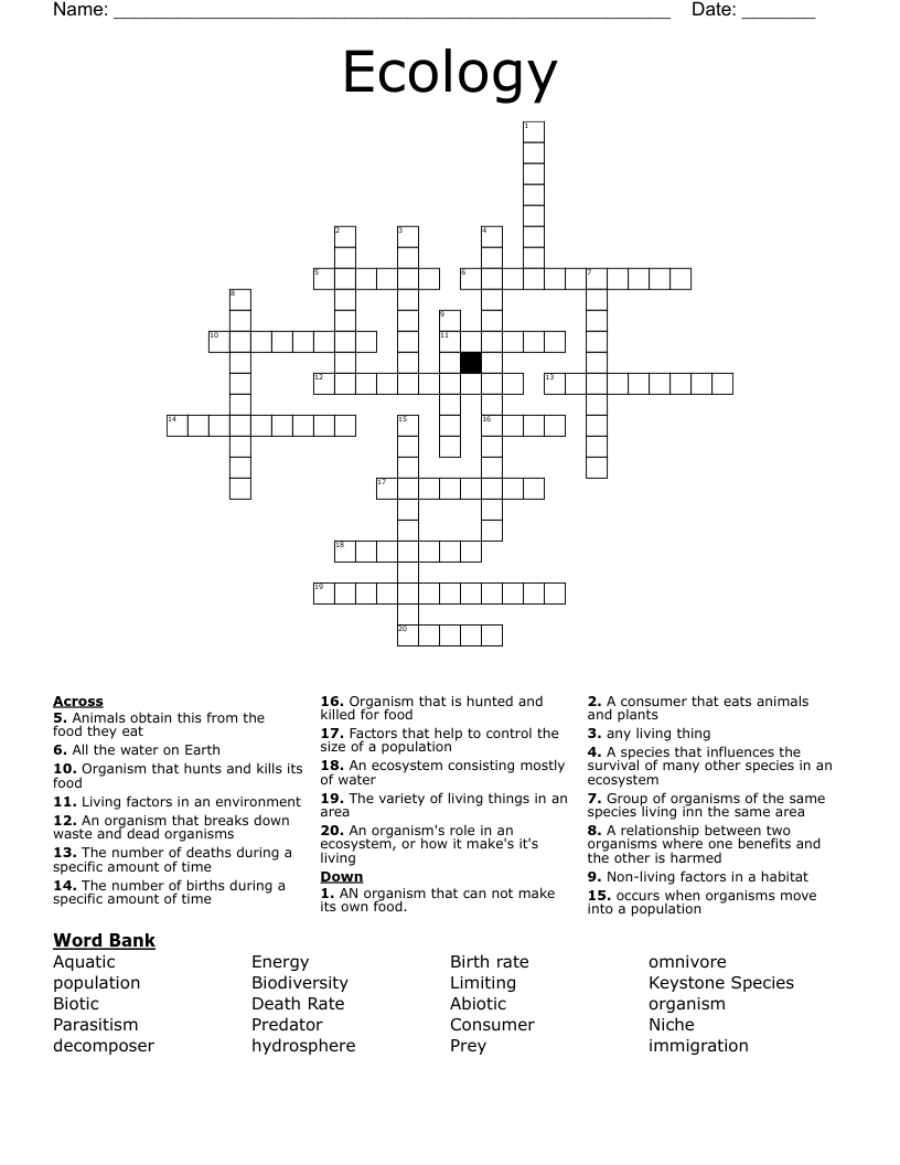 Ecology Crossword
