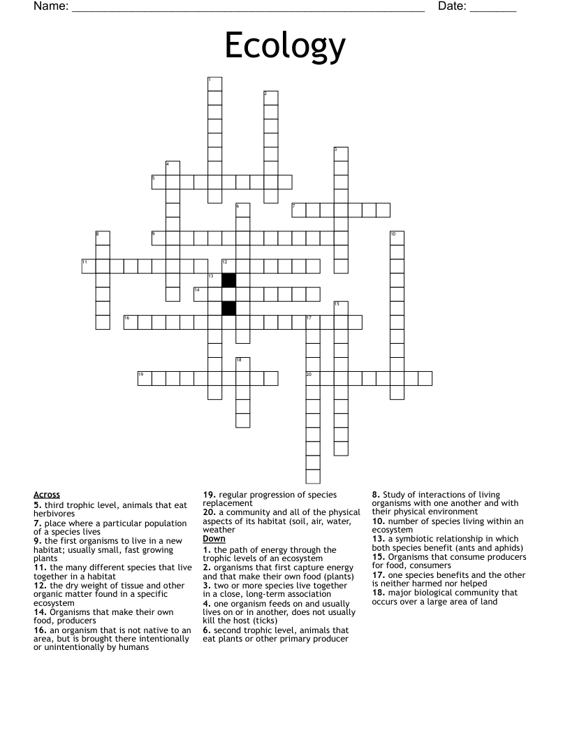 Ecology Crossword