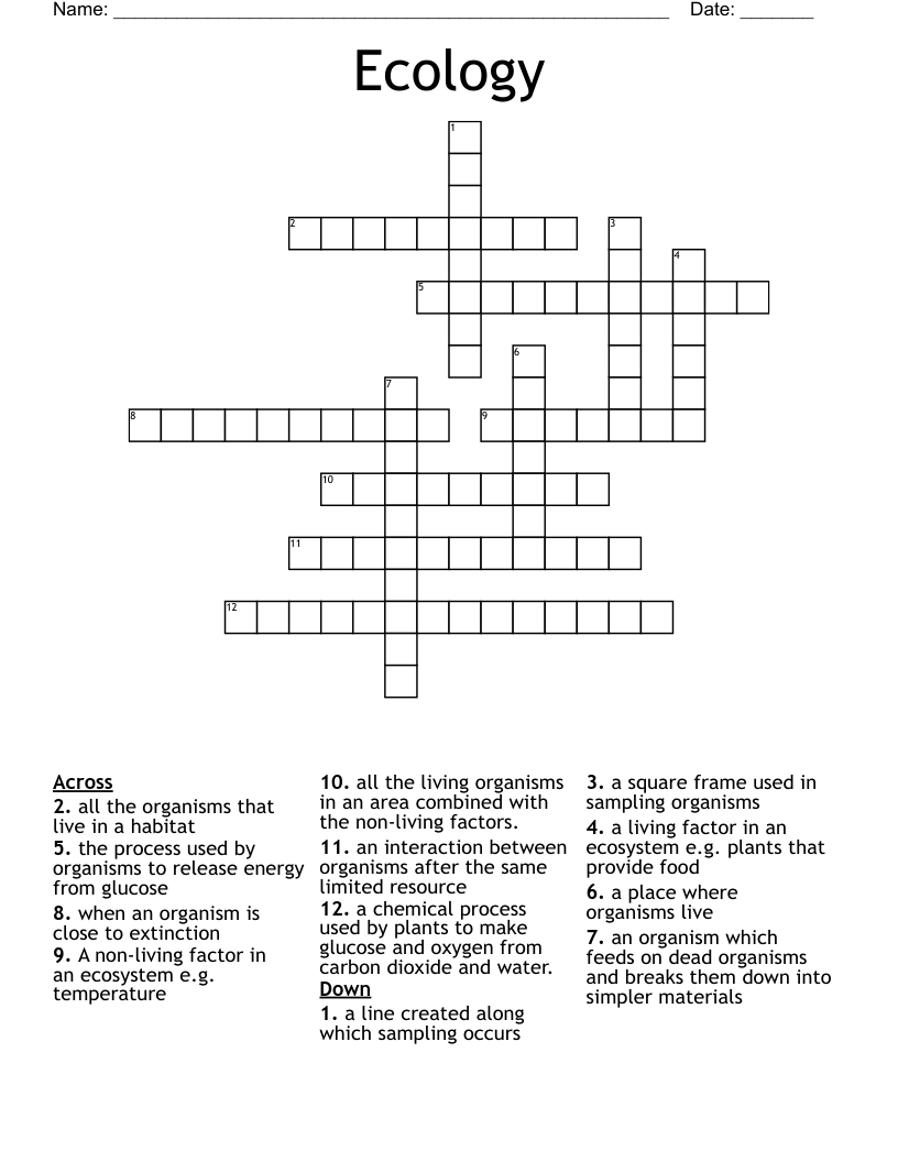 Ecology Crossword
