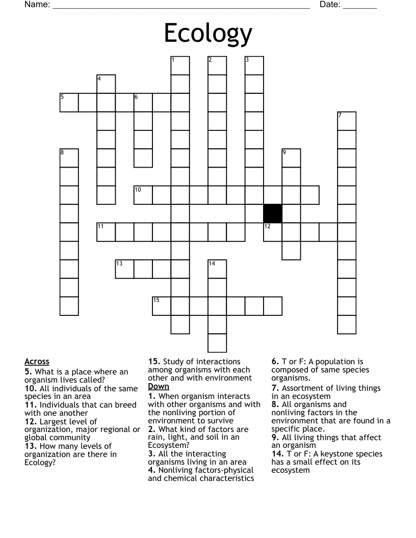 Ecology Crossword