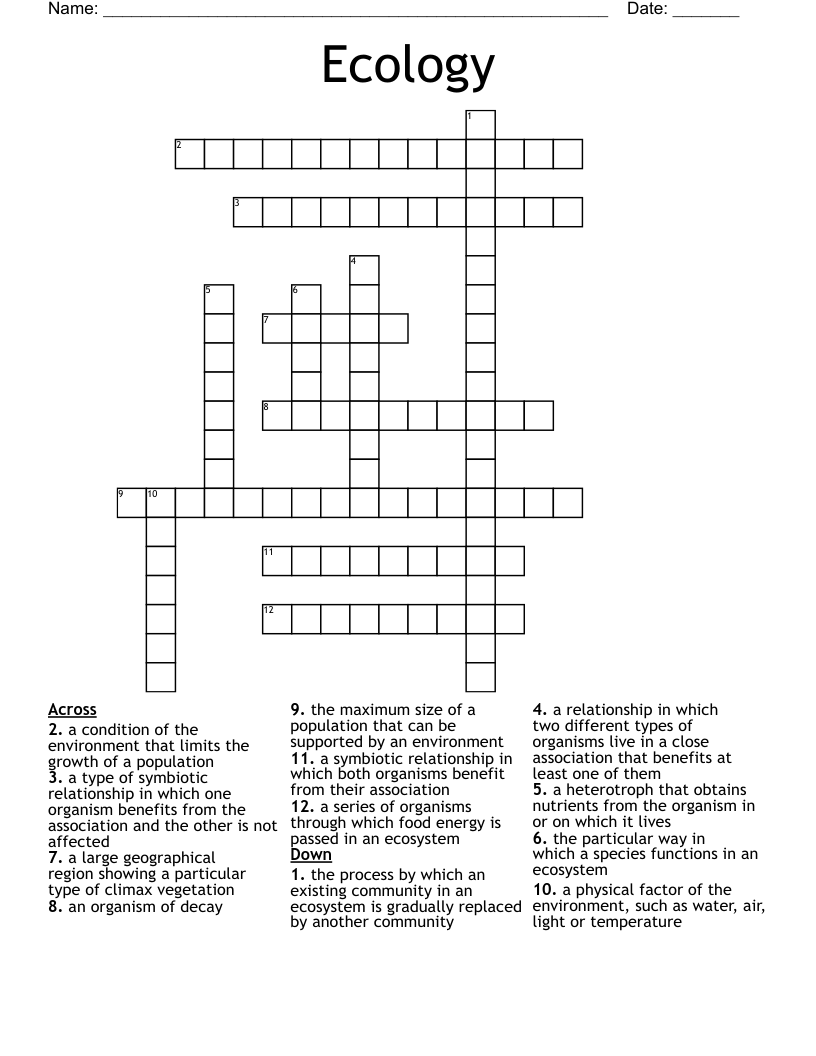 Ecology Crossword