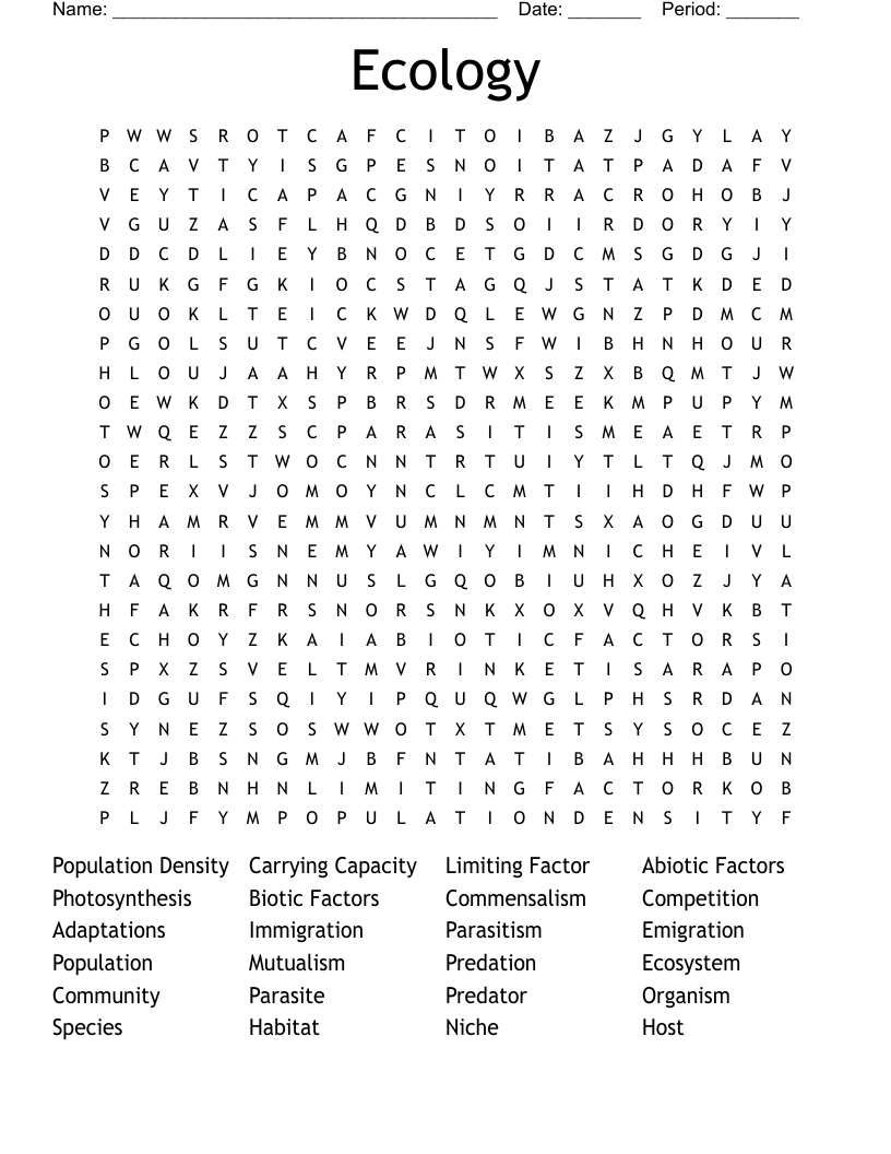 Ecology Word Search