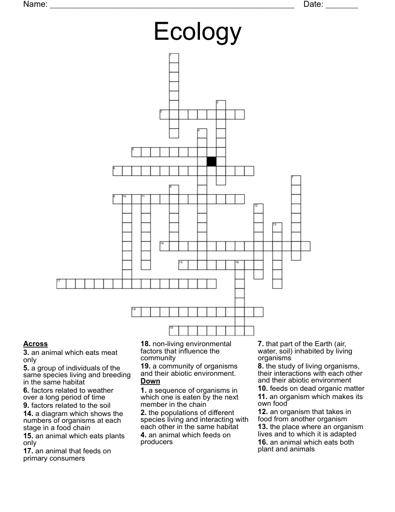 Ecology Crossword