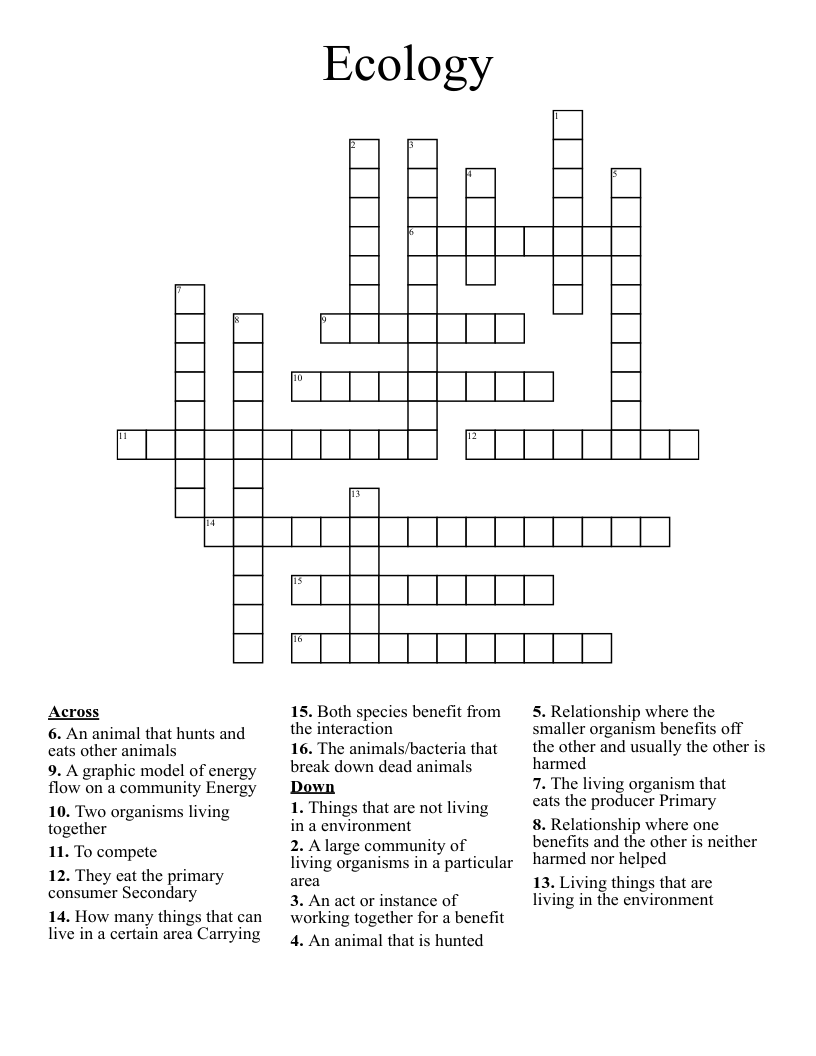 Ecology Crossword