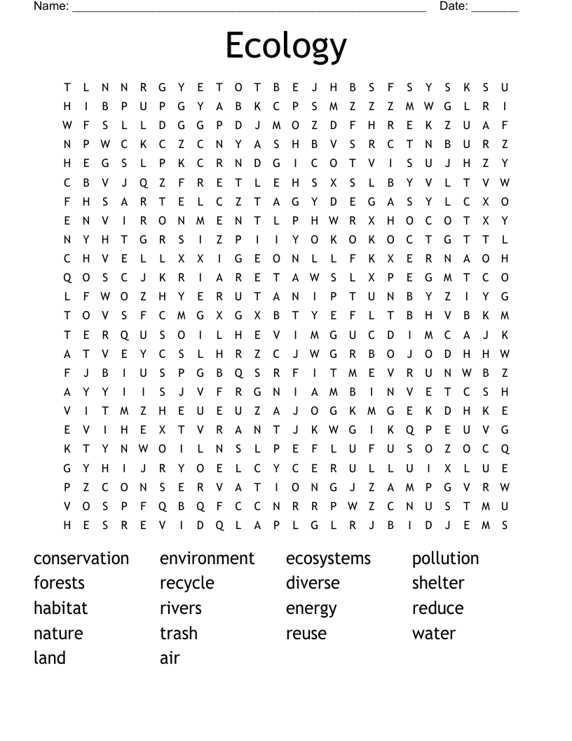 Ecology Word Search
