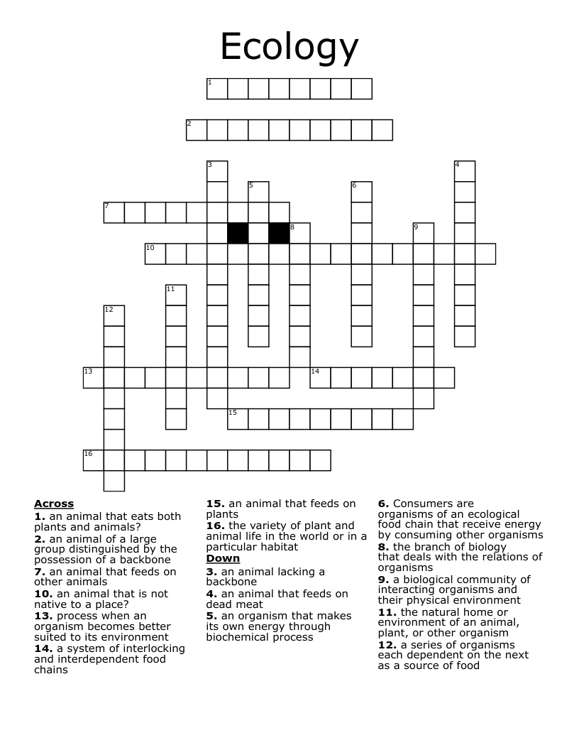 Ecology Crossword