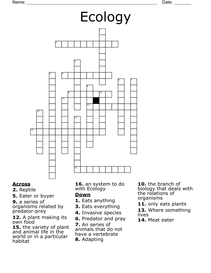 Ecology Crossword