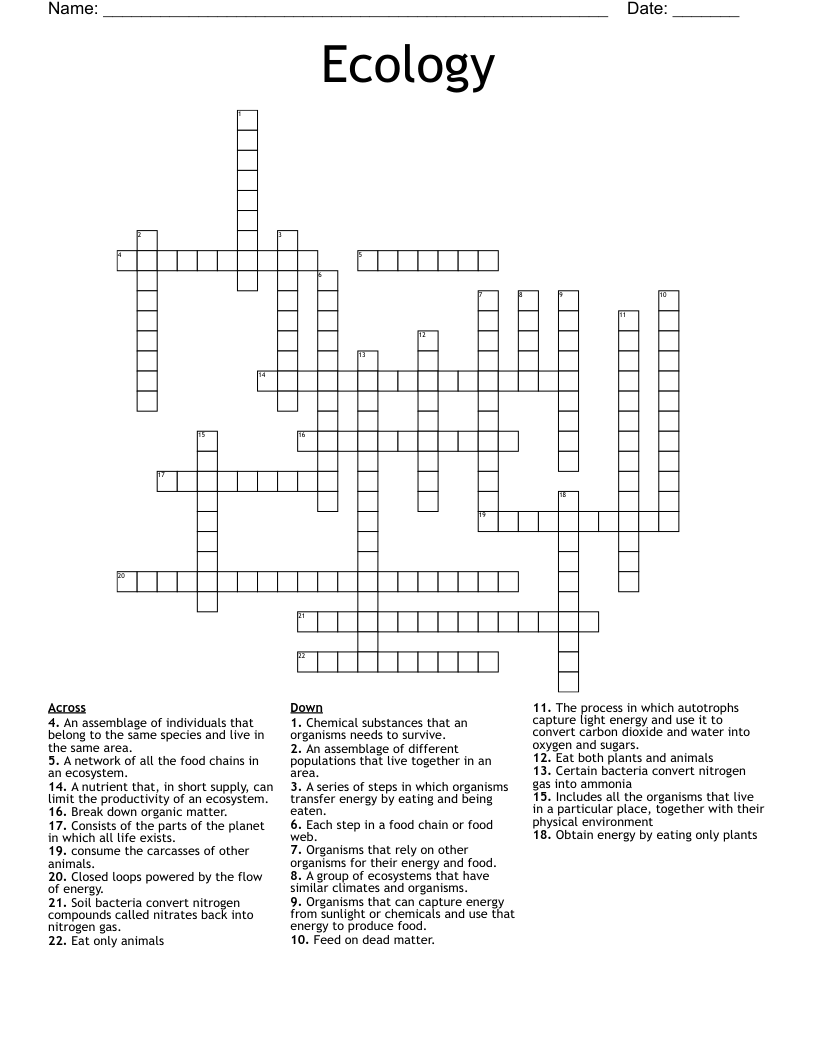 Ecology Crossword