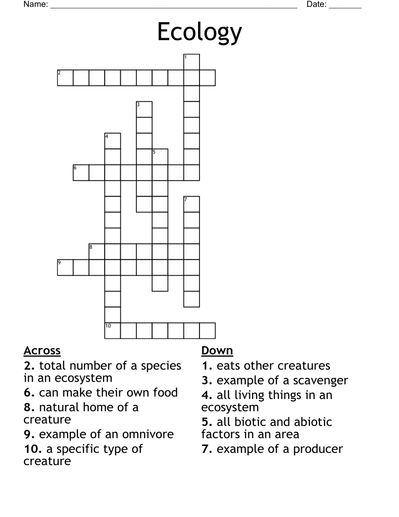 Ecology Crossword