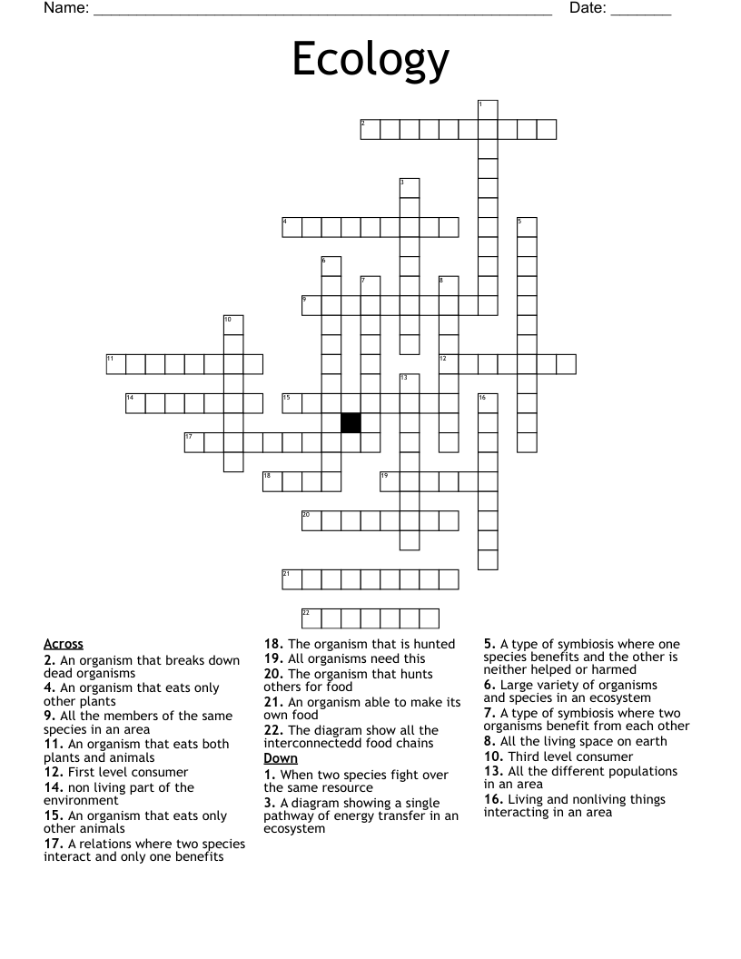 Ecology Crossword