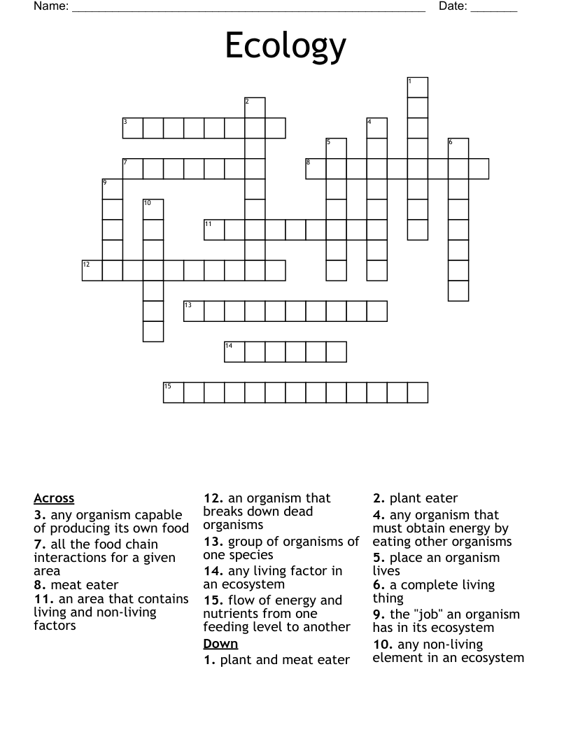 Ecology Crossword