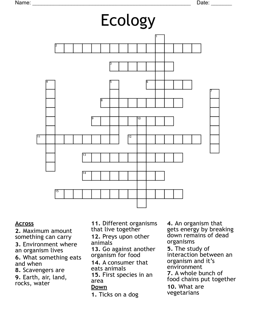 Ecology Crossword