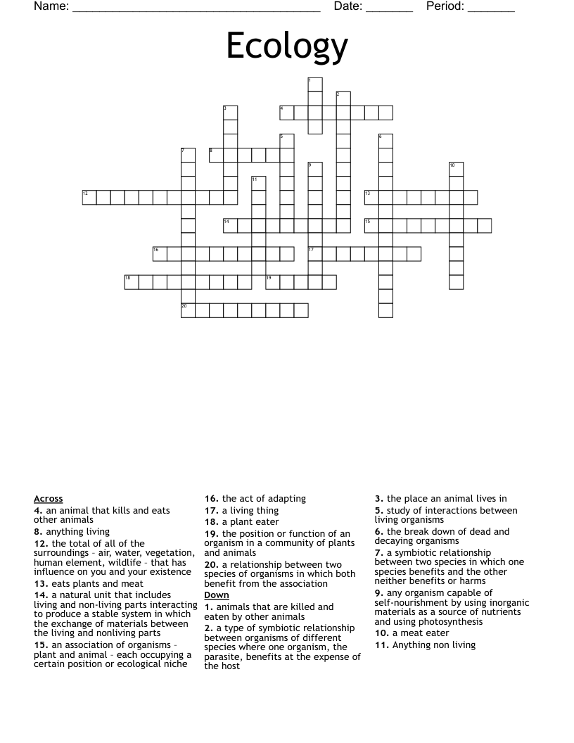 Ecology Crossword