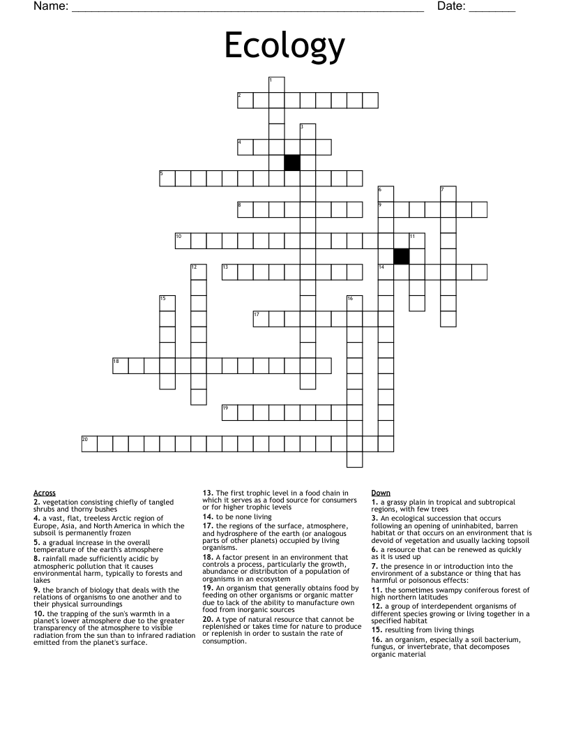 Ecology Crossword