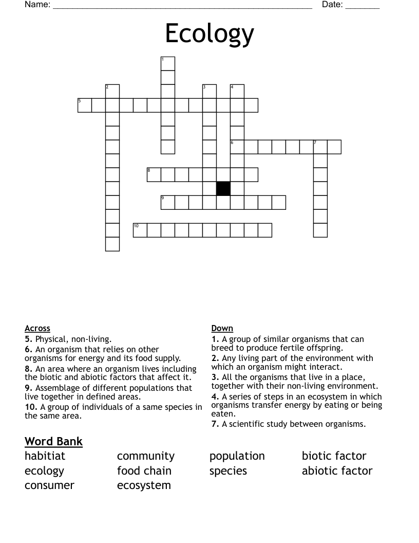 Ecology Crossword