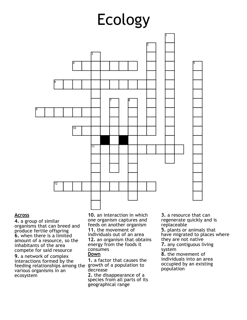Ecology Crossword