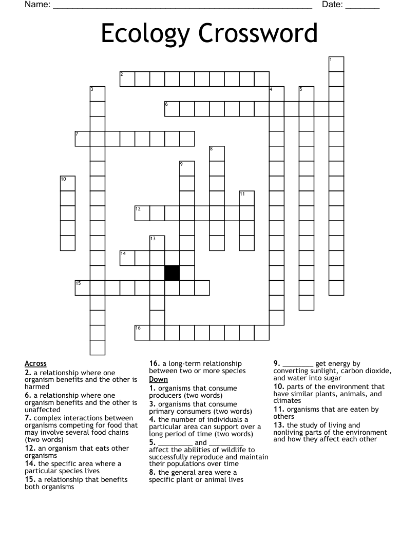 Ecology Crossword