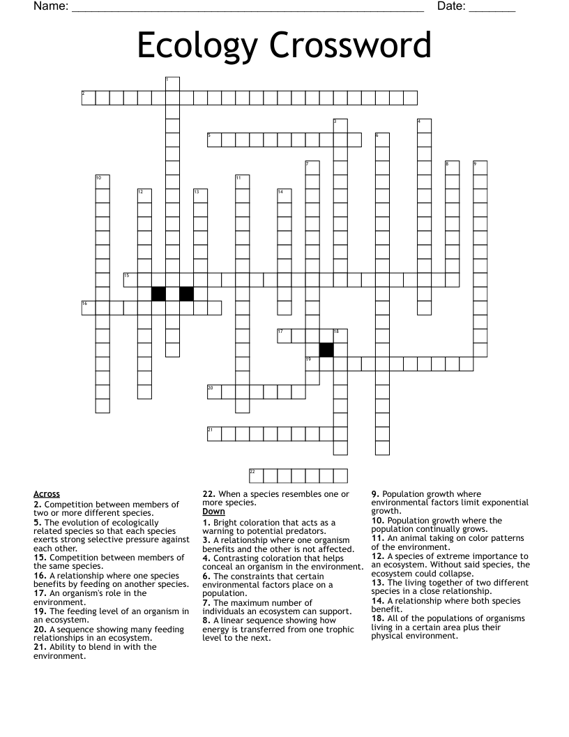 Ecology Crossword