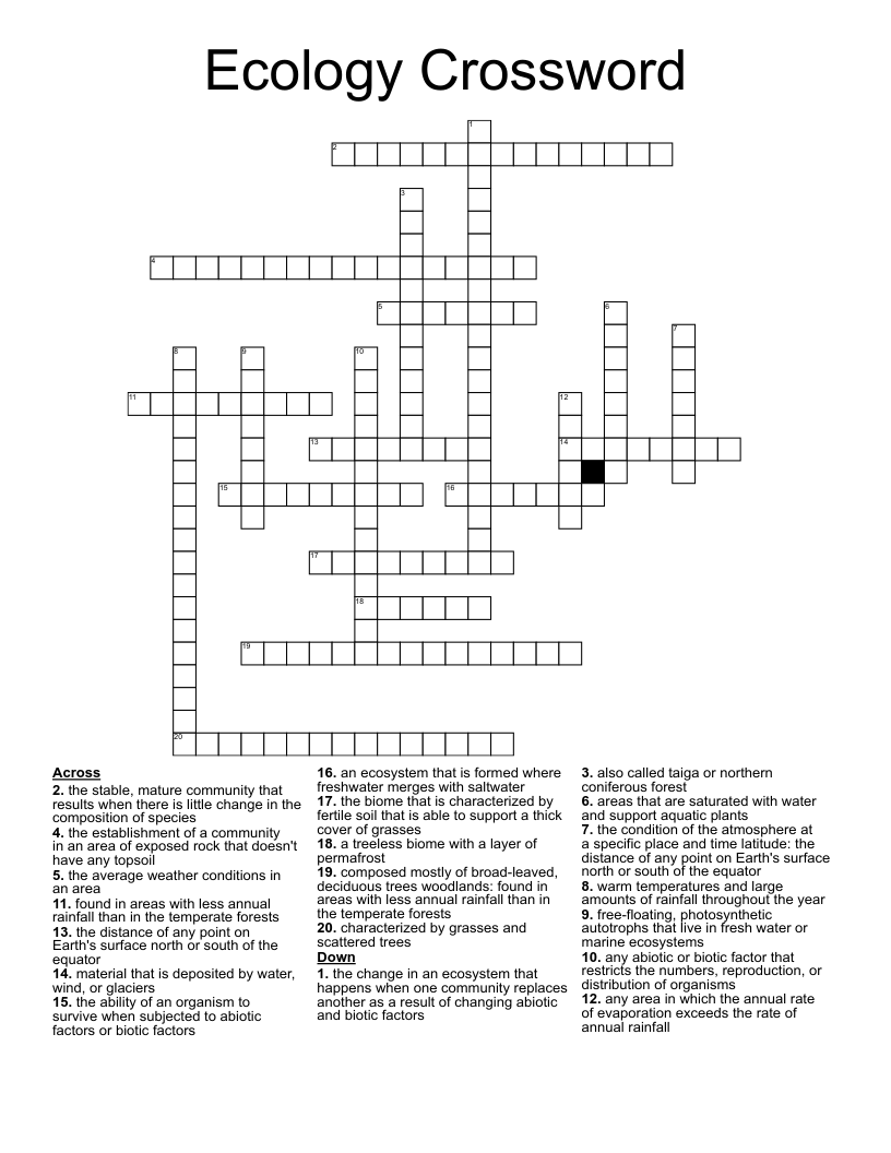 Ecology Crossword