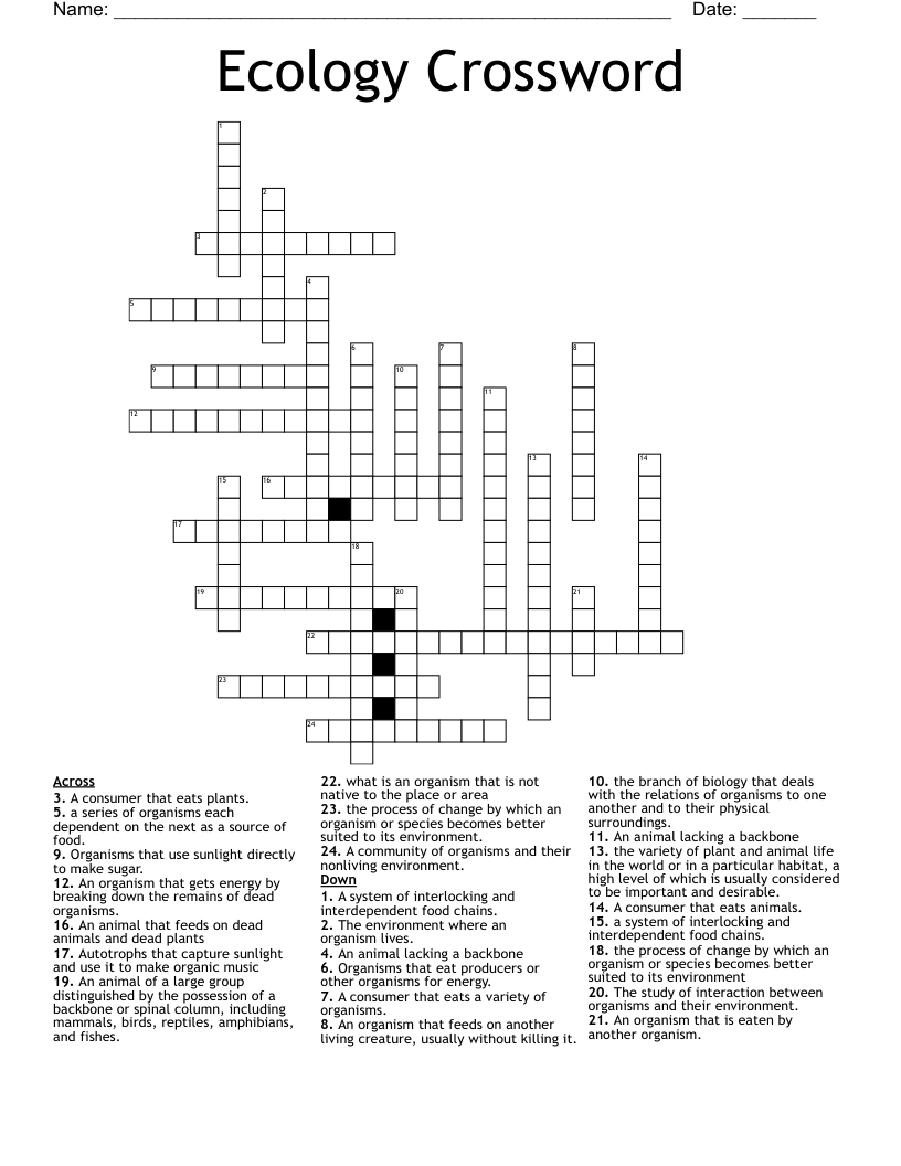Ecology Crossword