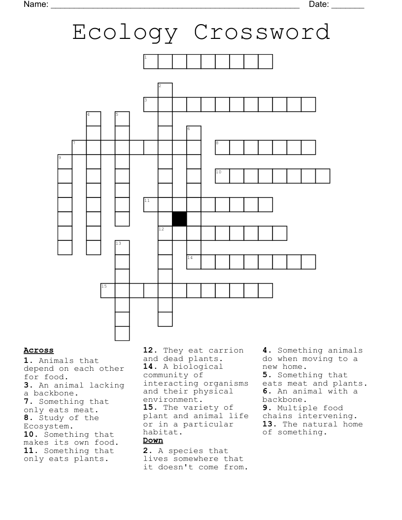Ecology Crossword