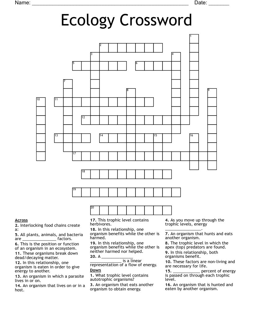 Ecology Crossword